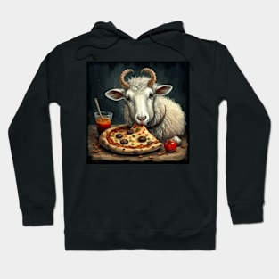 Funny sheep eating pizza gift ideas Hoodie